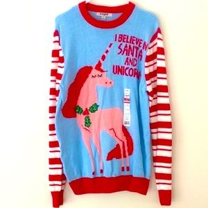 NWT Imagin8 L Unicorn Holiday Sweater